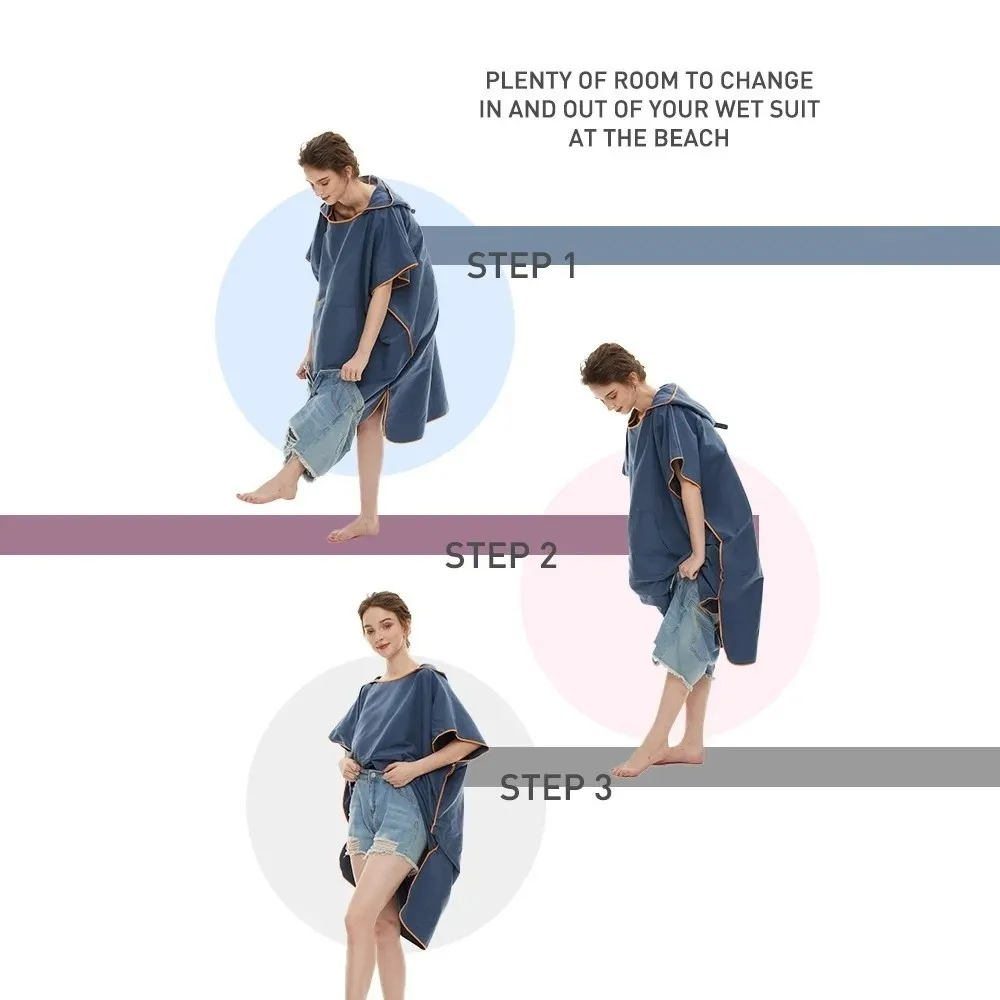 Bathrobe Microfiber Surf Poncho Towel Hooded Extra Large Beach Robe Thick Soft Swim Towels Adults - imagen 3