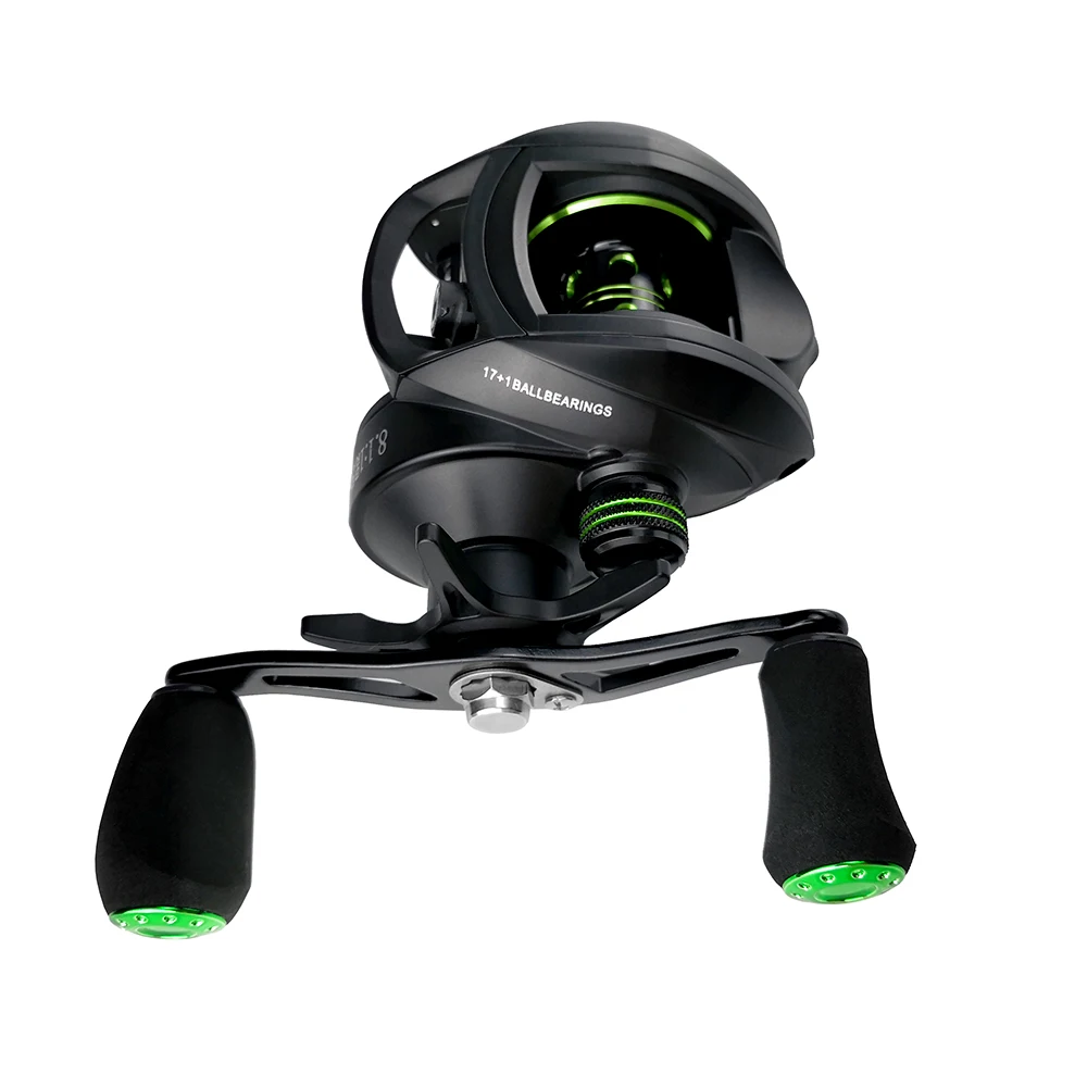 PROXPE-carrete de pesca de alta velocidad, ratio de engranaje 8:1:1, arrastre máximo 8KG, agua salada, izquierda o derecha manivela, rueda de Baitcasting - imagen 3