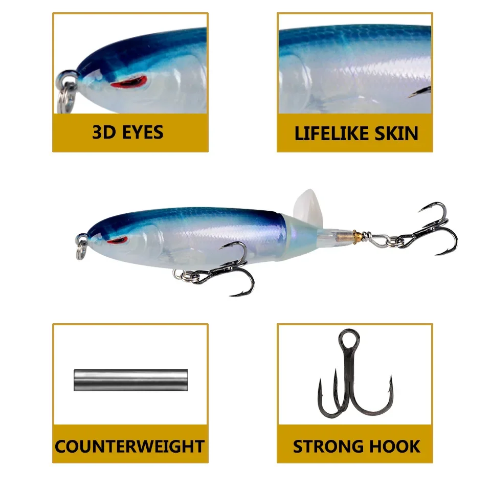 Whopper-señuelo de pesca flotante, cebo duro Artificial, cola giratoria suave, aparejos de pesca, 10cm, 13,5g, 1 piezas - imagen 3