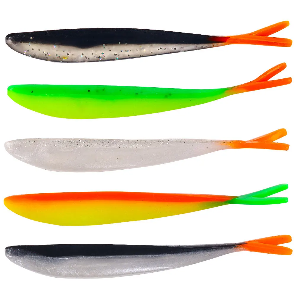 5 unidades de cebo de gusano de pececillo negro Jerk Shad, 10,5 cm, tiro de gota, señuelo de pez de silicona suave, pesca en agua salada, aparejos de Jigging Wobbler - imagen 4