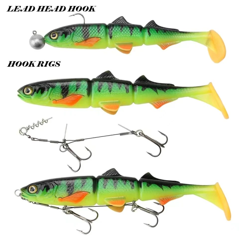 Rooblinos Pike Stinger Rig Hook System con Swimbait 3D, señuelo suave, cebo de pesca, paleta, colas en T para Zander Pike, pez de juego grande - imagen 5