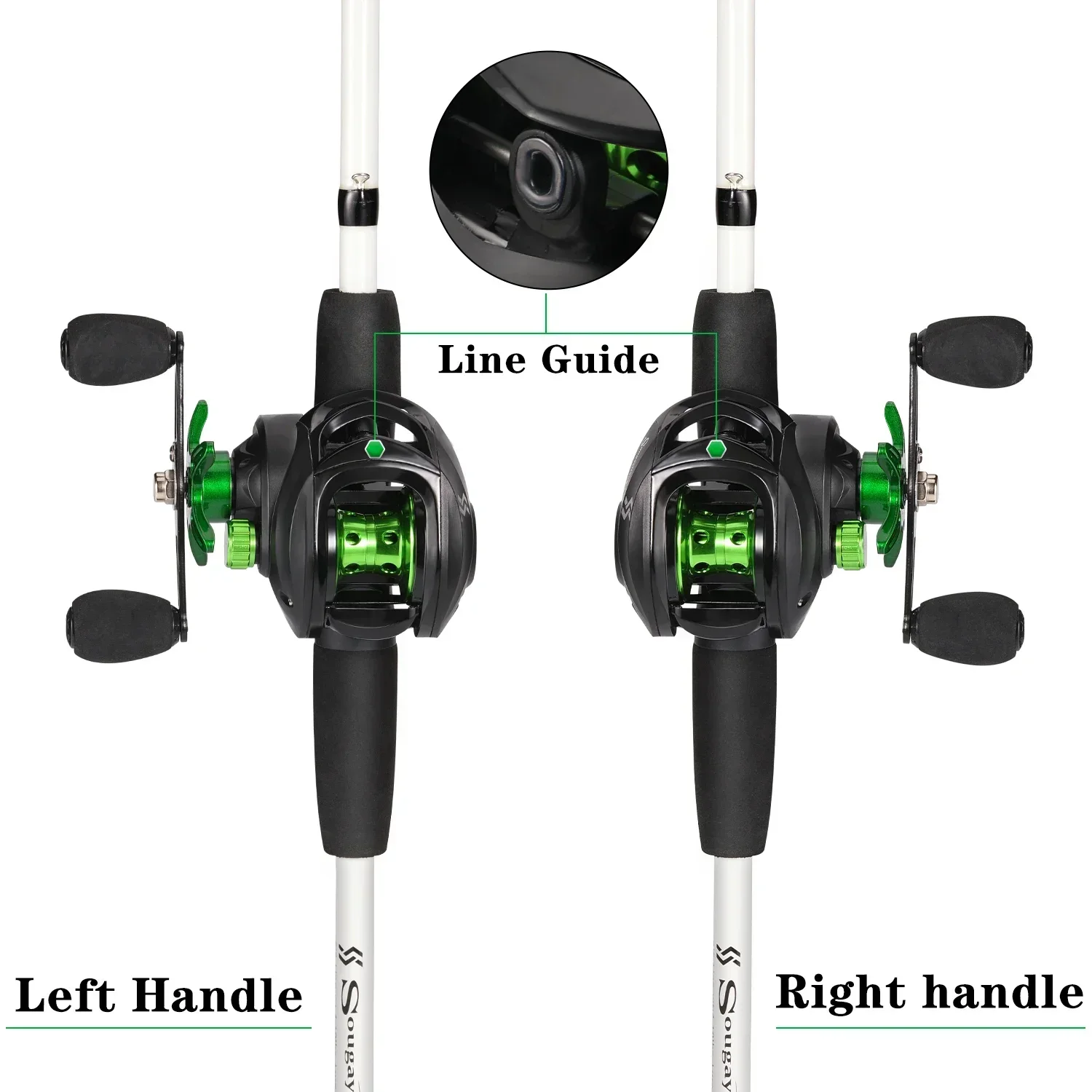 Sougayilang Caña Baitcasting Fibra Carbono 4 Tramos con Carrete Metal - imagen 2