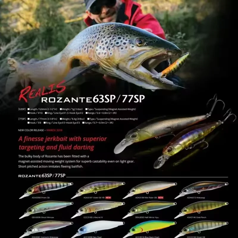 1 Uds Jerkbait pececillo suspendido Duo Real Rozante 77SP Señuelos de Pesca 77mm 8,4g cebos duros artificiales para Pesca Bluegill Walleye - imagen 5