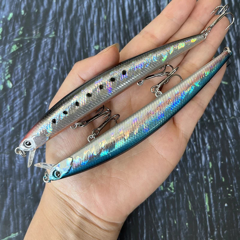 Señuelo de Pesca flotante de pececillo, cebo Artificial delgado de fundición larga, Wobbler, Jerkbait, Swimbait, suministros de Pesca, 1 Uds., 125mm, 15g - imagen 3