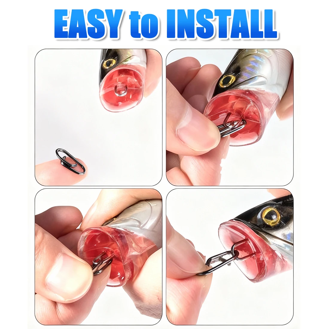 FishTrip 50 Uds Clip de presión de pesca de alta resistencia Clips de cambio rápido de acero inoxidable para agua dulce salada - imagen 4