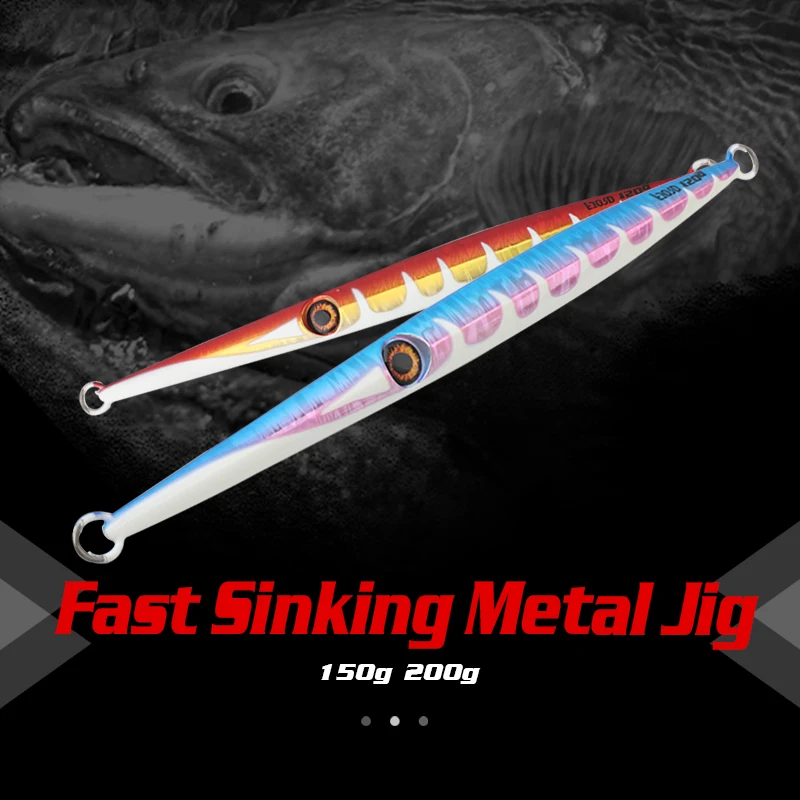 FJORD-señuelo de pesca en el mar, anzuelo de fundición larga de 100g, 150g y 200g, Jigging de plomo de Metal para pesca Al curricán, artículos de cebos de pesca brillantes en agua salada - imagen 3