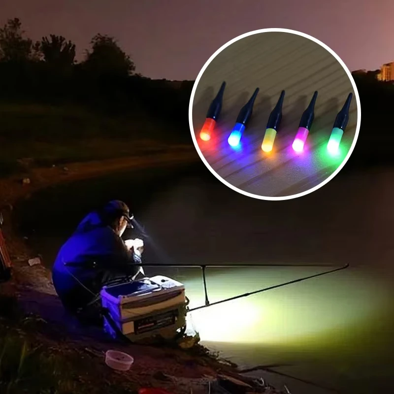 Luz trasera flotante luminosa LED, palo que cambia de Color brillante, cabeza gruesa, flotador de pesca, accesorios de equipo de pesca, 5 uds. - imagen 5