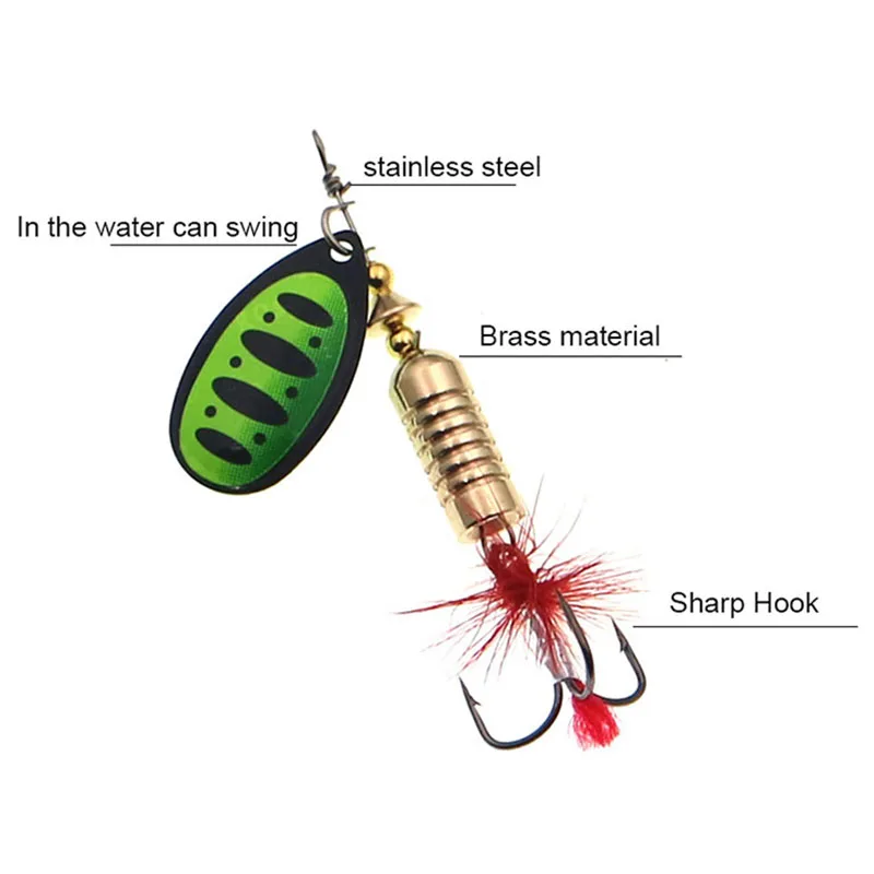 Señuelo de Pesca giratorio de 12g, cuchara con lentejuelas, cebo duro de Metal, Wobblers, Pesca de lubina con anzuelos de plumas - imagen 3
