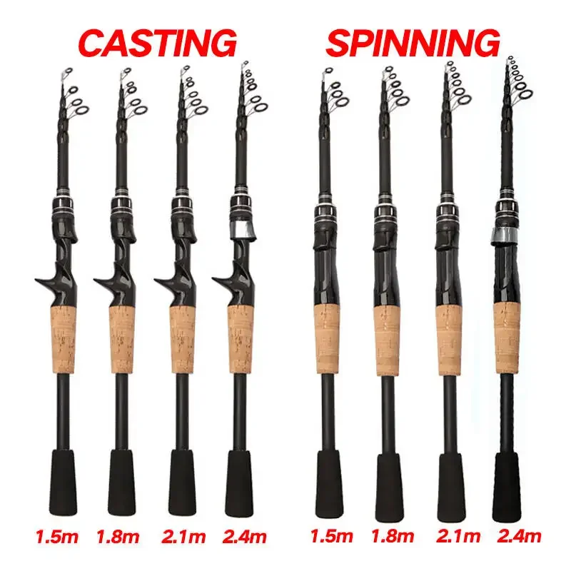 Combo de caña y carrete de pesca Baitcasting, caña telescópica de fibra de carbono de alta calidad, juego de carretes 18 + 1BB de 1,5 m-2,4 m - imagen 5