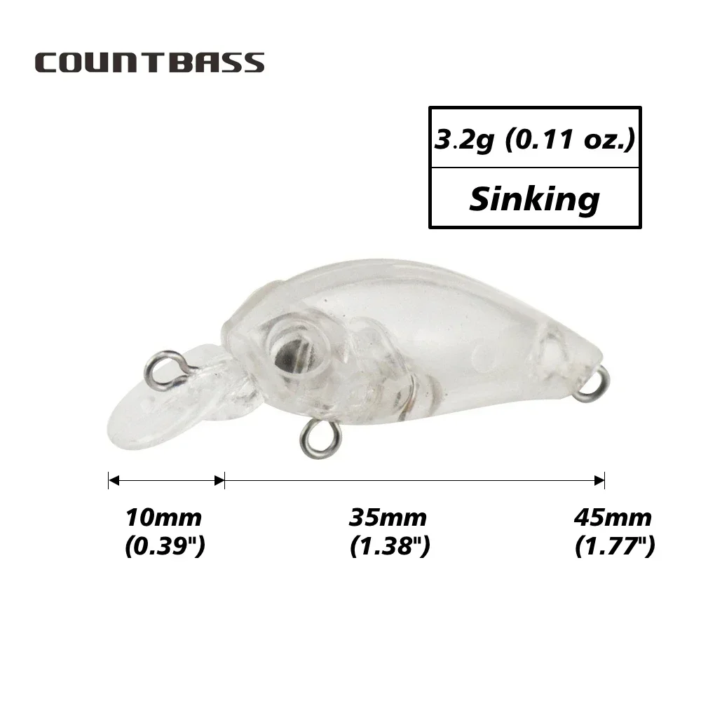 Countbass 10 Uds. Señuelo duro en blanco que se hunde 35mm/1,4 "3g/0,1oz Crankbait, cebos de pesca sin pintar, Wobblers, cebos duros en blanco - imagen 2