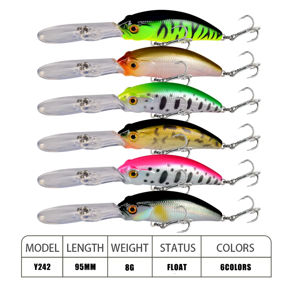 Señuelo de Pesca de pececillos, 1 unidad, 9,5 cm, 8g, cebo duro flotante para Pesca de lubina, Swimbait, aparejos de Pesca de carpa - imagen 2