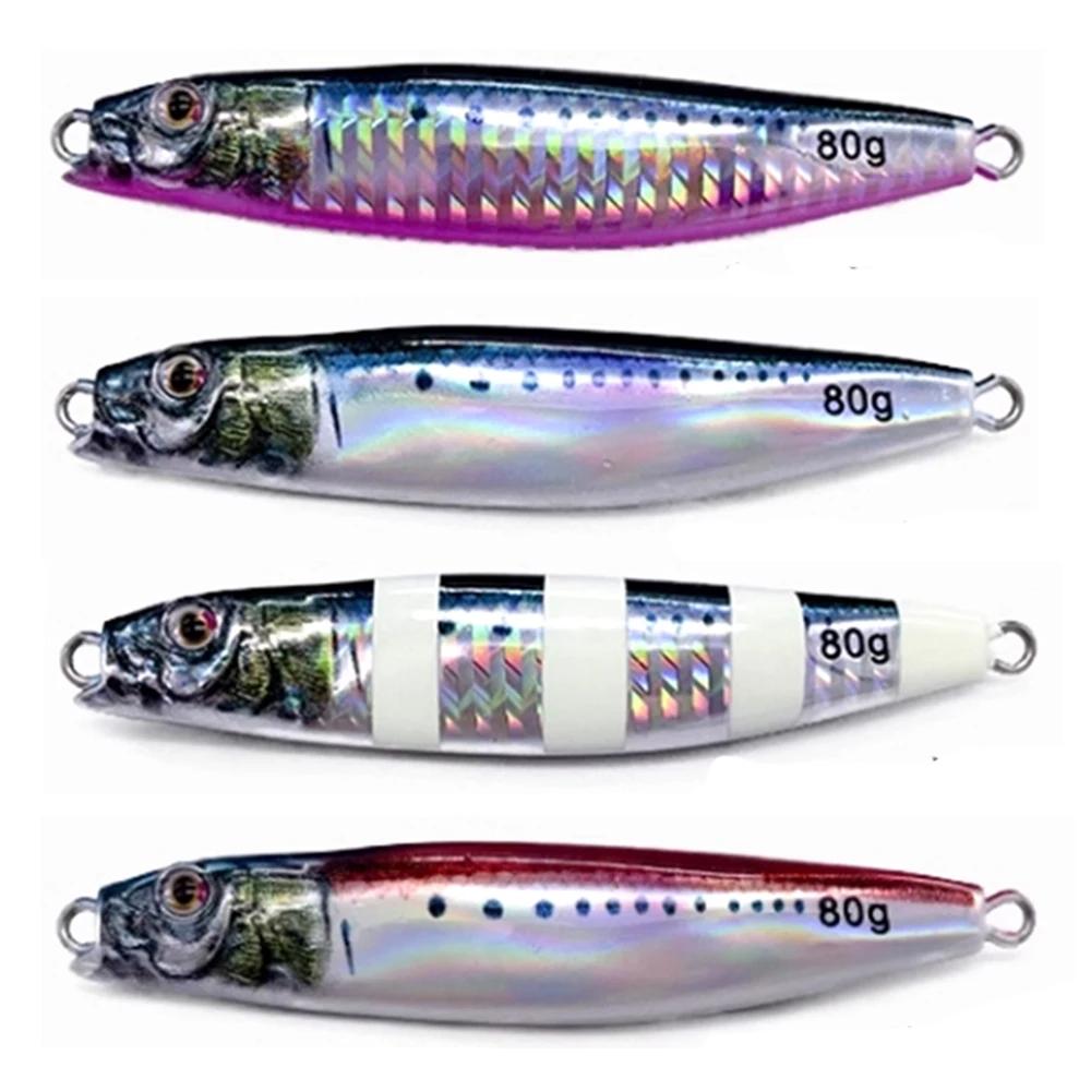 Plantilla de Metal 3D Shore Jigging 60G80G arrastre Cast Little Jack cebo de cuchara dura pesca de agua salada lubina trucha señuelos atún Mahi Marlin - imagen 3