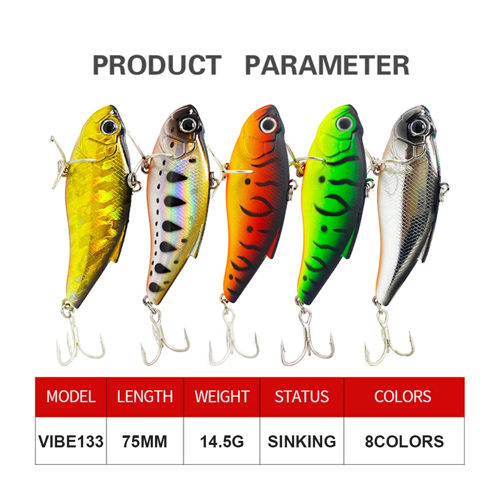 7,5 cm 14,5g Señuelos de pesca hundimiento VIB Wobbler vibración de fundición larga cebo duro Artificial accesorios de pesca trucha lubina VIBE133 - imagen 4
