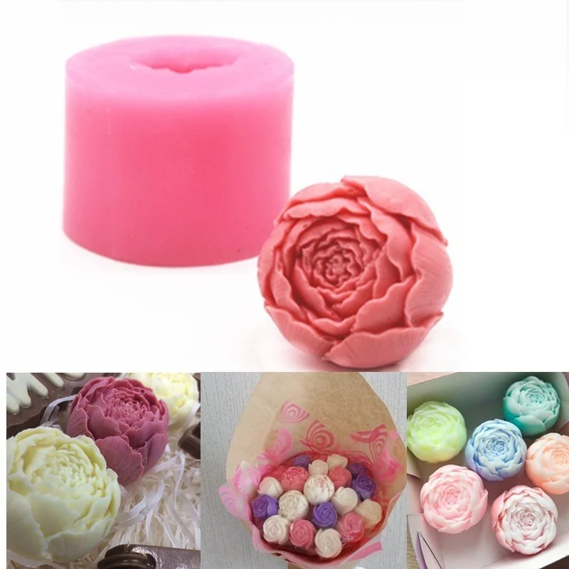 Nuevo Molde de silicona para jabón con forma de rosa 3D, vela DIY para pastel, Chocolate, caramelo, molde para hornear, moldes artesanales hechos a mano