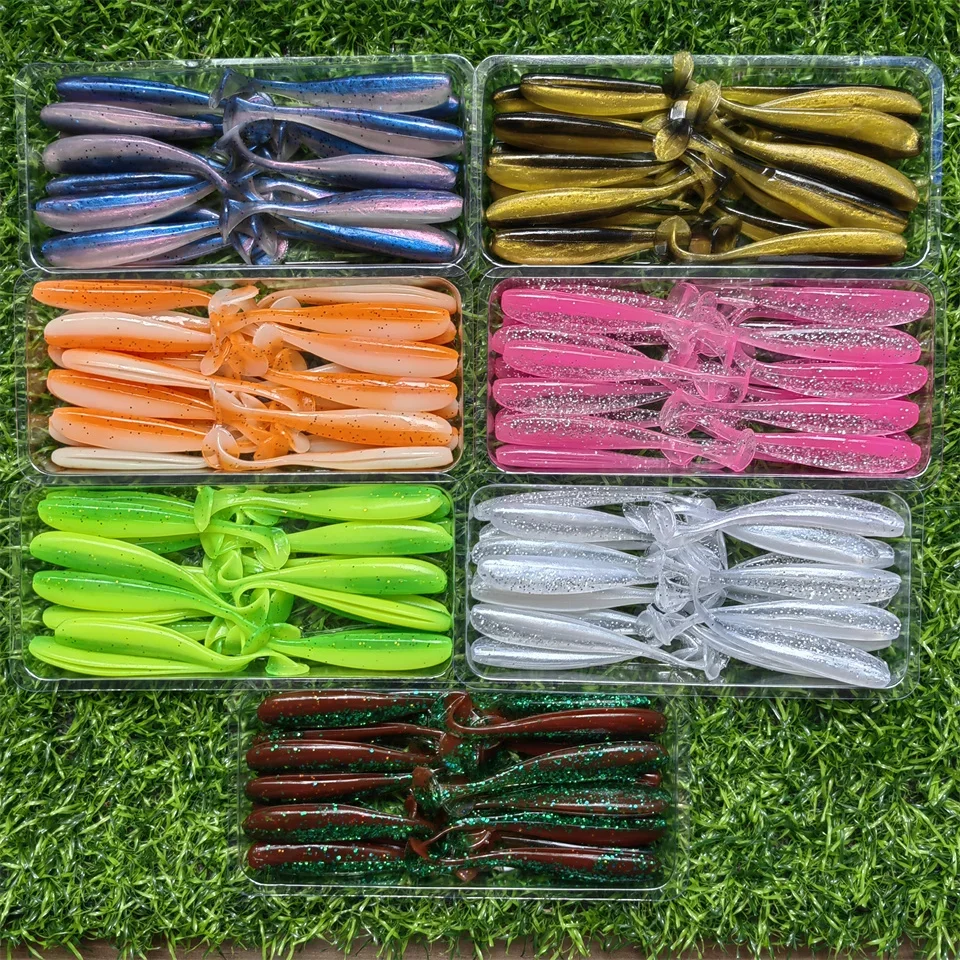 MUKUN-señuelo de pesca de gusano blando, cebo de silicona, Swimbait, Streamer, cebos de plástico Artificial, 20 piezas - imagen 4