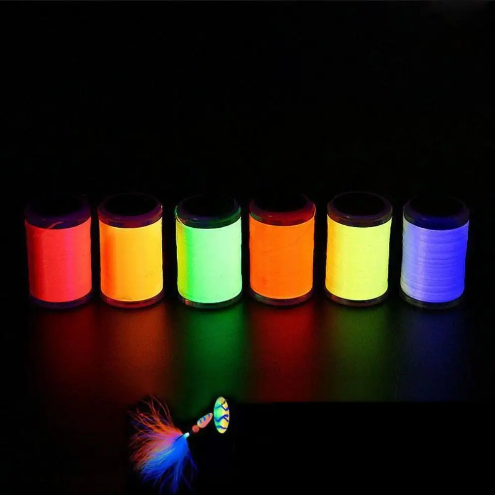 Hilo fluorescente para atar moscas, hilo de Color fluorescente con efecto de reflexión UV, Material de hilo de atado 150D, 150 yardas, hilo de pesca con mosca fuerte, salmón - imagen 4
