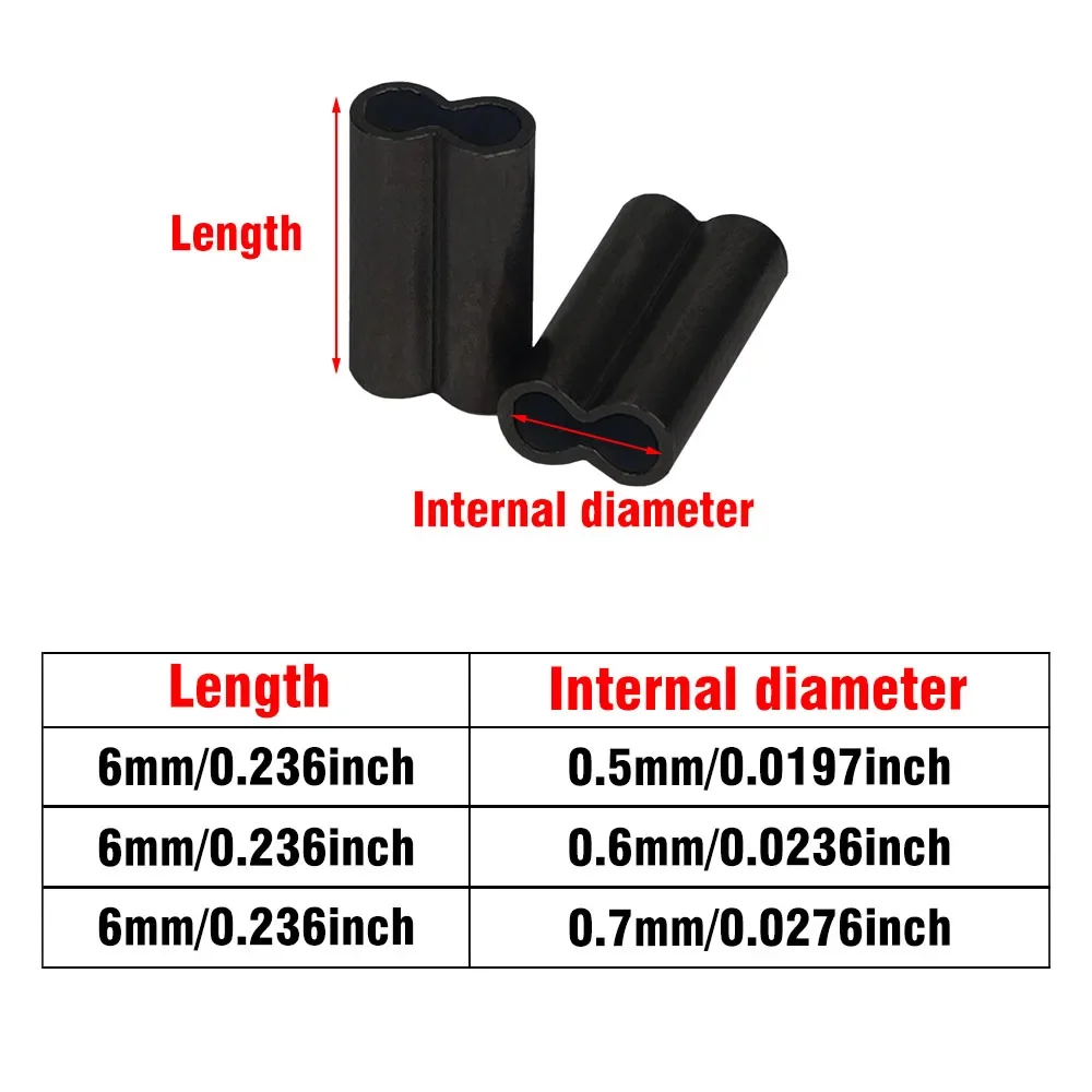 Línea de pesca ovalada doble, conector de engarzado de alambre, manguitos de engarzado de tubo de carbono, 0,5mm, 0,6mm, 0,7mm, accesorios para pesca con caña - imagen 4