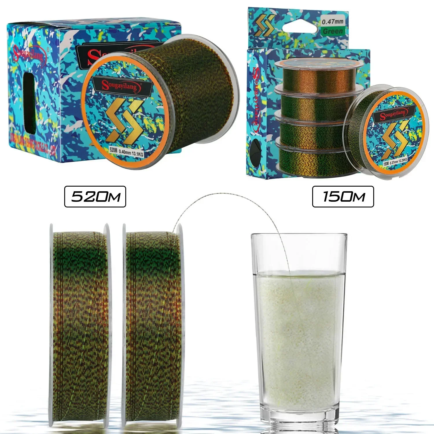 Sougayilang 150m 520M línea de pesca de nailon con manchas invisibles línea de pesca de carpa monofilamento línea de fluorocarbono líneas de pesca moteadas - imagen 3