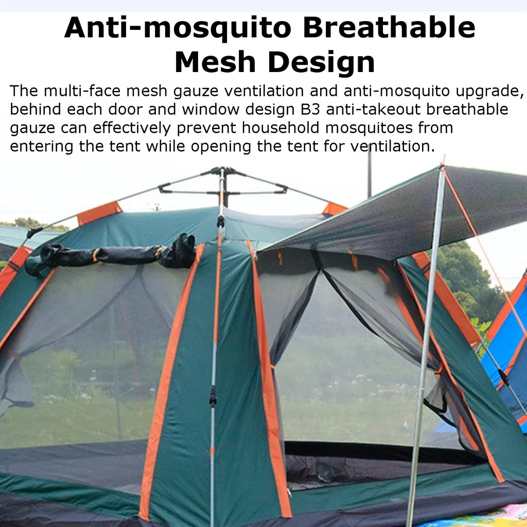Goture-tienda de campaña automática impermeable para 6-7 personas, doble capa, para acampar al aire libre, cúpula familiar, para parejas, 240x240x150cm - imagen 4