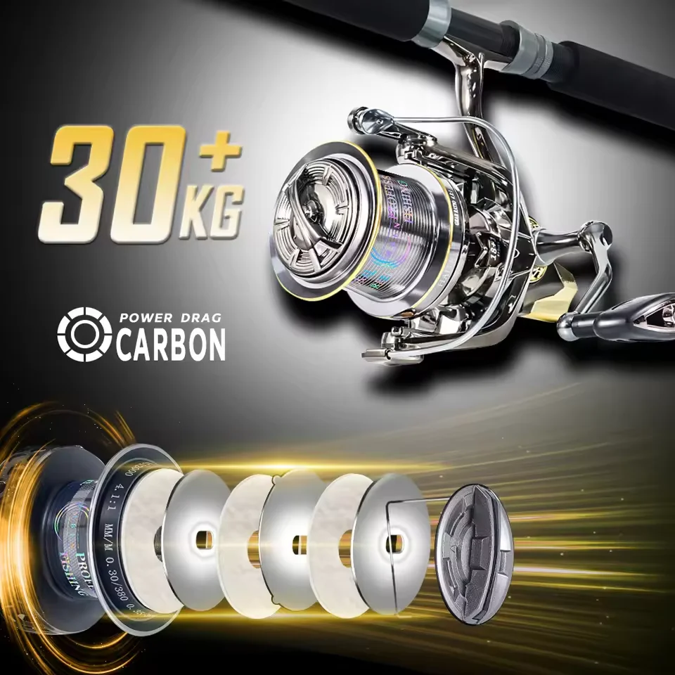 90% totalmente metálico, estructura de soporte de doble eje, carrete de pesca giratorio, arrastre máximo de 30KG, 10 + 1 rodamientos, Surf marino, agua salada, VX - imagen 2