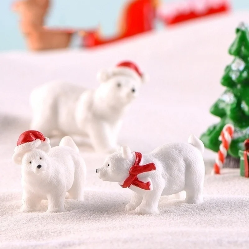 3 unids/set animales en miniatura Navidad figuras de osos Polares jardín Micro paisaje nevado accesorios DIY - imagen 2