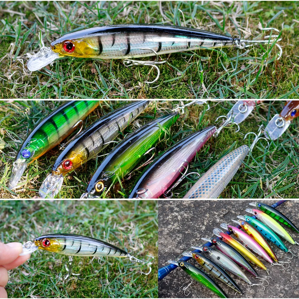 Sougayilang Crankbait 1 Uds señuelo de pesca Minnow cebos duros 110mm 15g Swimbaits barco Topwater señuelos para pesca de lubina de agua dulce - imagen 5