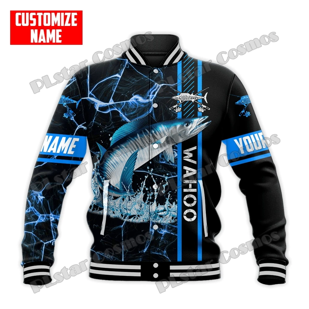 Nombre personalizado Walleye Fishing 3D impreso moda hombres Bomber chaqueta a presión completa Unisex Casual chaqueta de béisbol de invierno FX22 - imagen 5