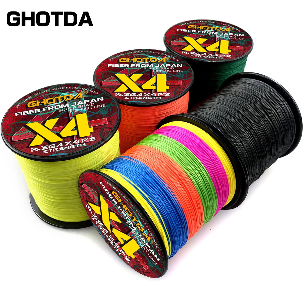 Línea de pesca multifilamento trenzada mejorada, 1000m, 4 hebras, diámetro de 0,11-0,50mm, superficie, revestimiento liso para aparejos de pesca en el mar