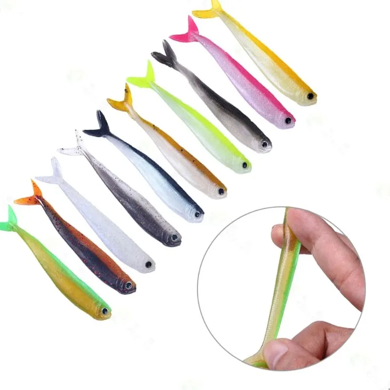 ALASICKA 1 Juego de señuelo de pesca de plástico Artificial de dos colores para pesca en agua dulce y en el mar al aire libre 85mm 2,6g señuelo de pesca - imagen 3