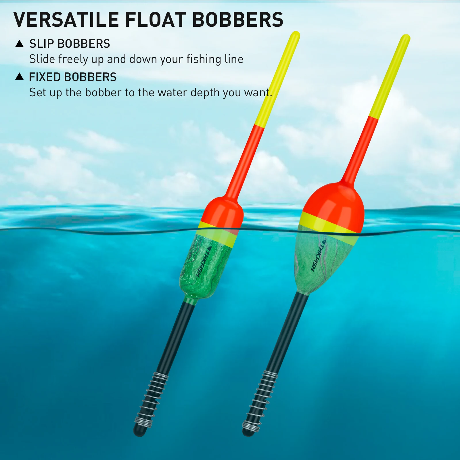 THKFISH 5 uds flotadores de pesca de madera Bobbers palo Vertical flotador de resorte Bobber para Crappie Bass Panfish Walleye pesca - imagen 3