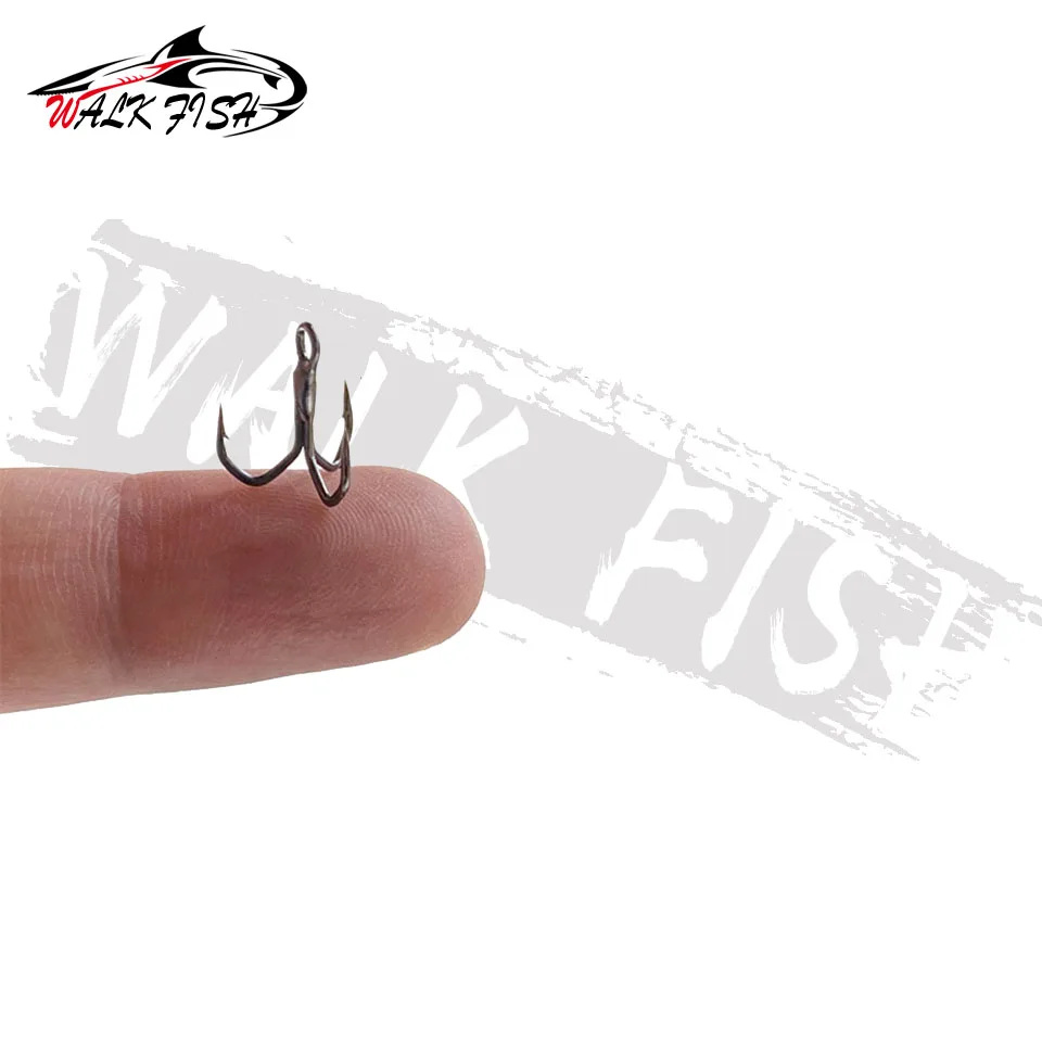 WALK FISH 10 Uds. Gancho triple de Color negro ganchos de alta resistencia 10 #   12 #   14 #   16 #   Anzuelo de pesca de agua salada de acero rico en carbono - imagen 3