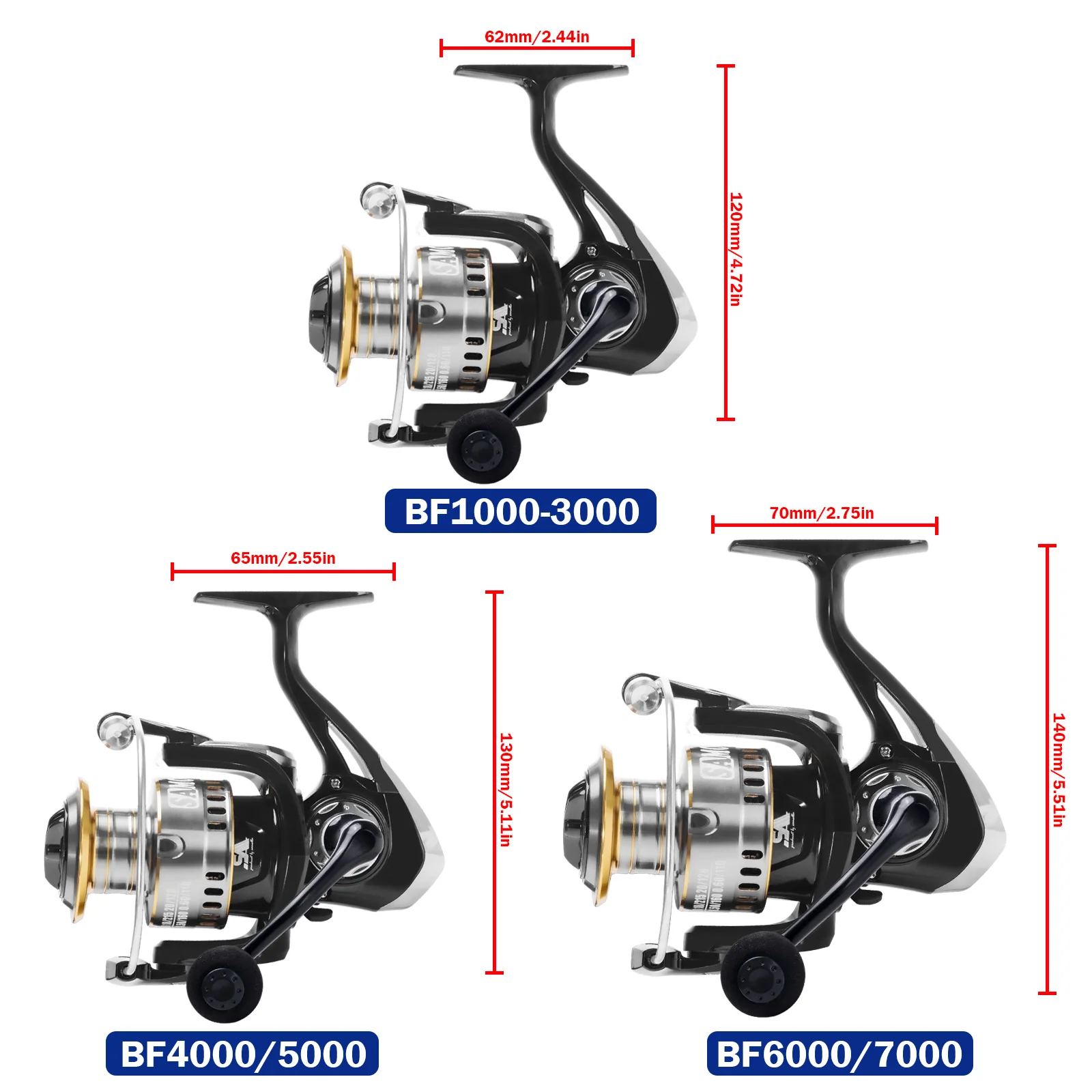 SAMOLLA 8-12KG carrete giratorio de arrastre máximo cuerpo de Metal duradero carrete de pesca de agua dulce y salada carrete de pesca - imagen 3