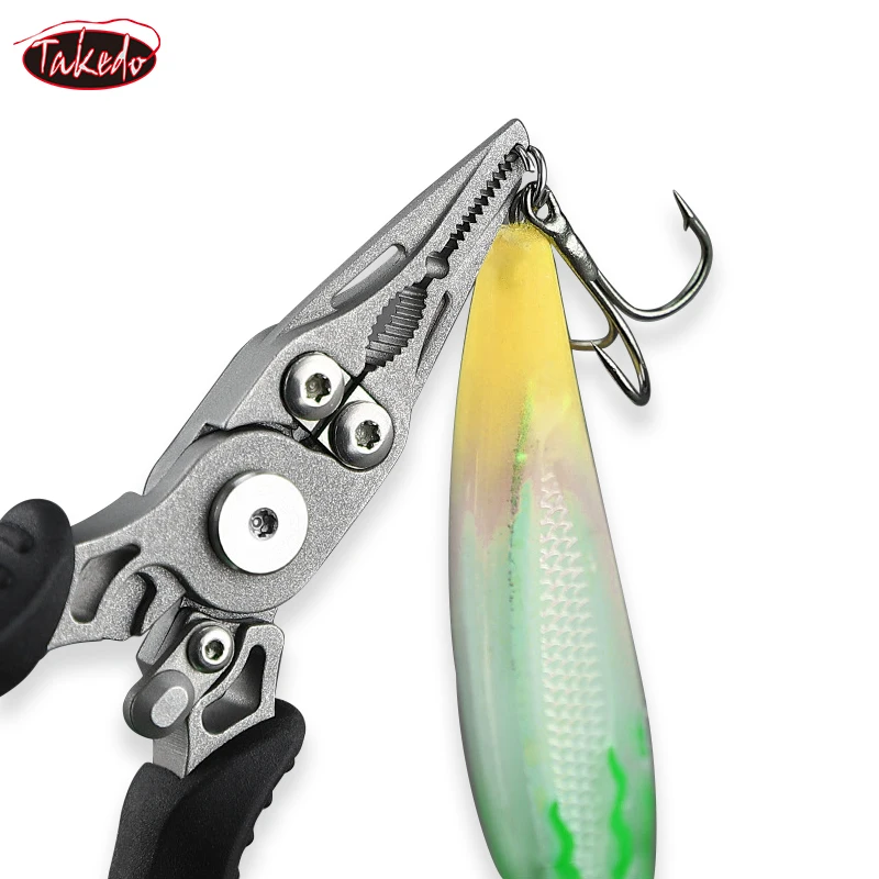 TAKEDO-Alicates de pesca multifuncionales portátiles, 12,8 CM, 50G, tijeras, anzuelos, corte de línea de pescado, herramienta de pesca profesional - imagen 3