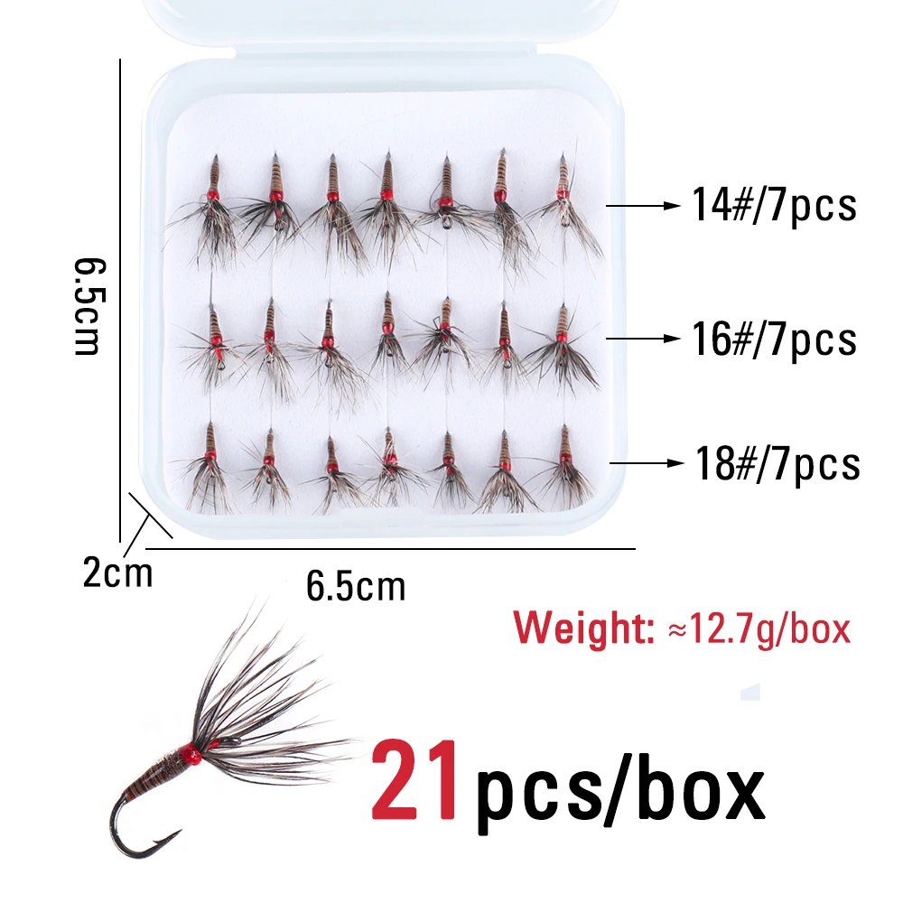 ICERIO-cebo de pesca Expoxy, 21 unids/lote por caja, cuerpo Collar rojo, moscas Tenkara #14 #16 #18, varios cebos de pesca - imagen 5