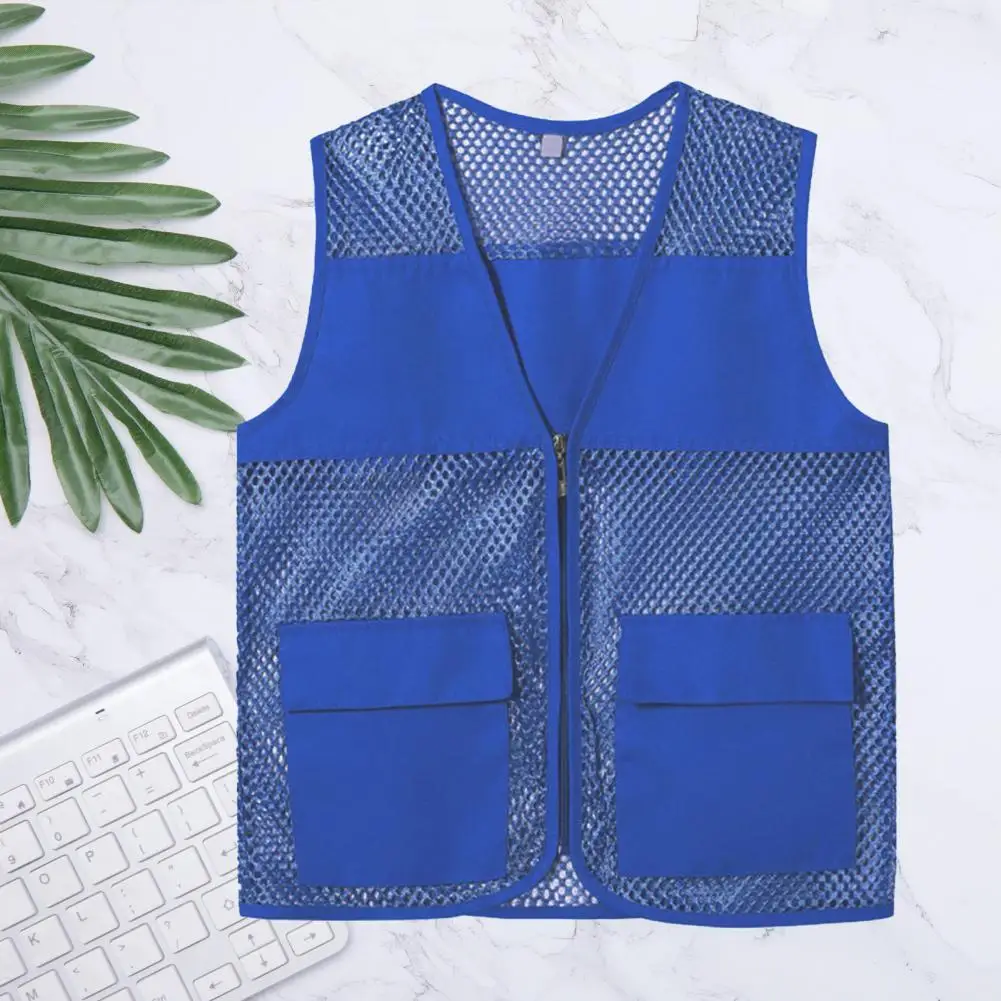 Chaleco de pesca Color brillante Casual hombres mujeres chaleco de trabajo chaqueta chaleco voluntario chaleco sin mangas chaqueta abrigo Tops de trabajo Unisex - imagen 3