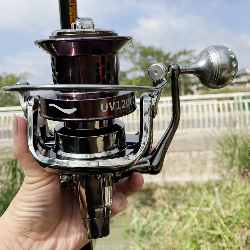 GHOTDA-carrete de pesca de lanzamiento lejano, 12000 Serie UV, Copa cónica, señuelo de depósito de agua dulce, rueda giratoria, Jigging, juego de mar grande - imagen 5