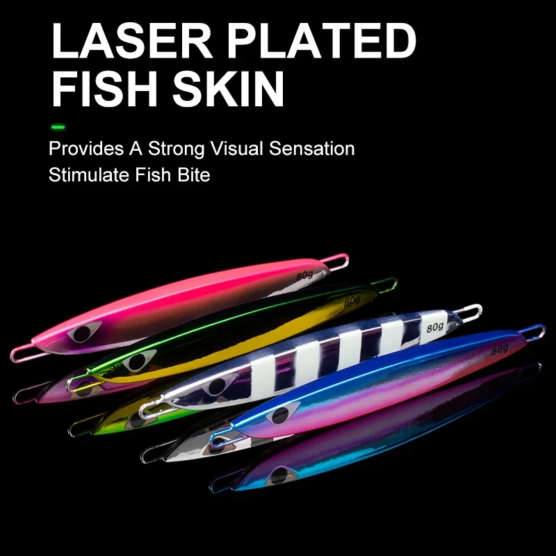 Señuelo de hundimiento lento, UV, metal plano, aparejos de pesca de agua salada artificiales sin anzuelos, cebo de pescado español, 80g, 150g - imagen 5