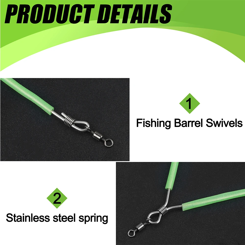 Conector de pesca de equilibrio luminoso, 10 piezas, mangas antienredos, tubo con giratorios para mar, accesorios de pesca, aparejos - imagen 4