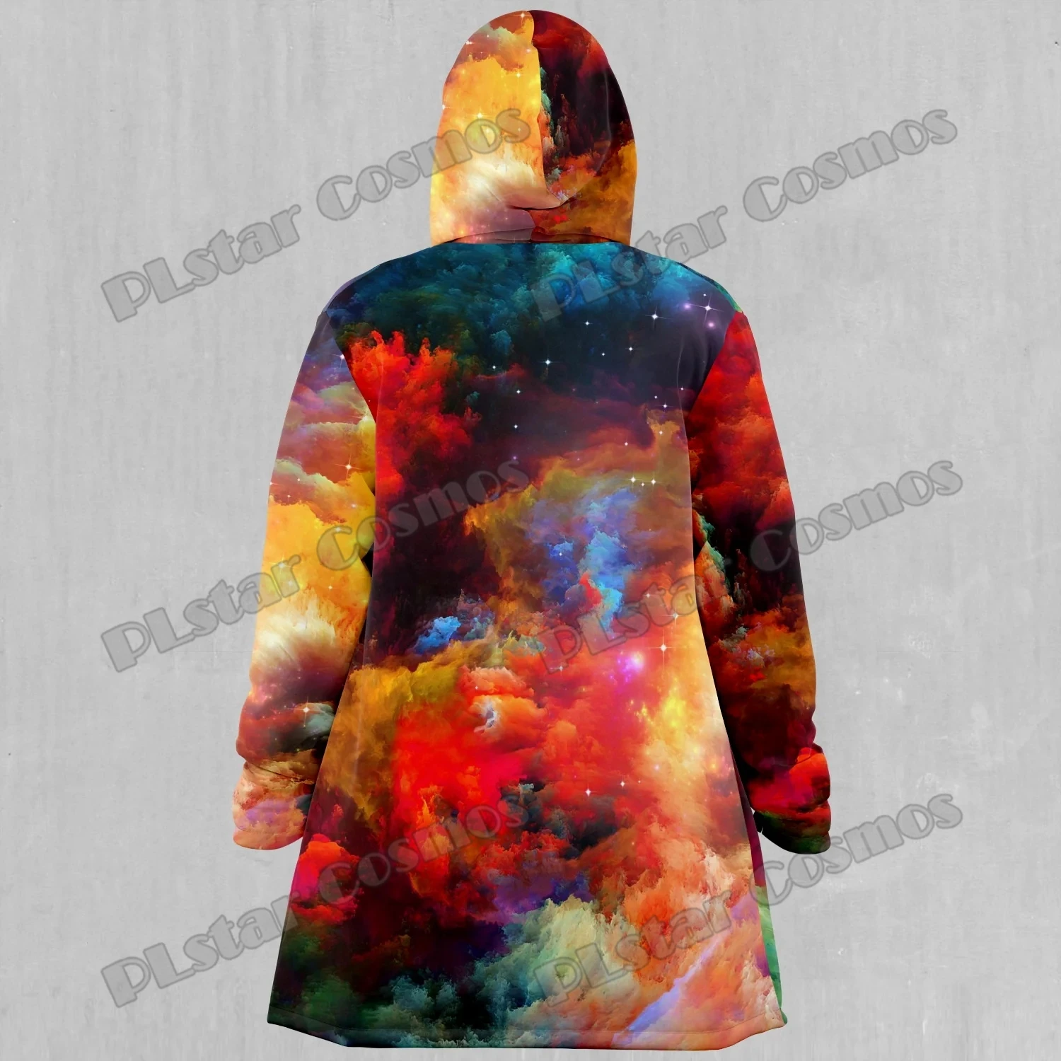 Capa con capucha y forro de Sherpa para hombre, estampado 3D del espacio exterior de galaxia arcoíris, moda de invierno, Unisex, informal, grueso y cálido, DP82 - imagen 5