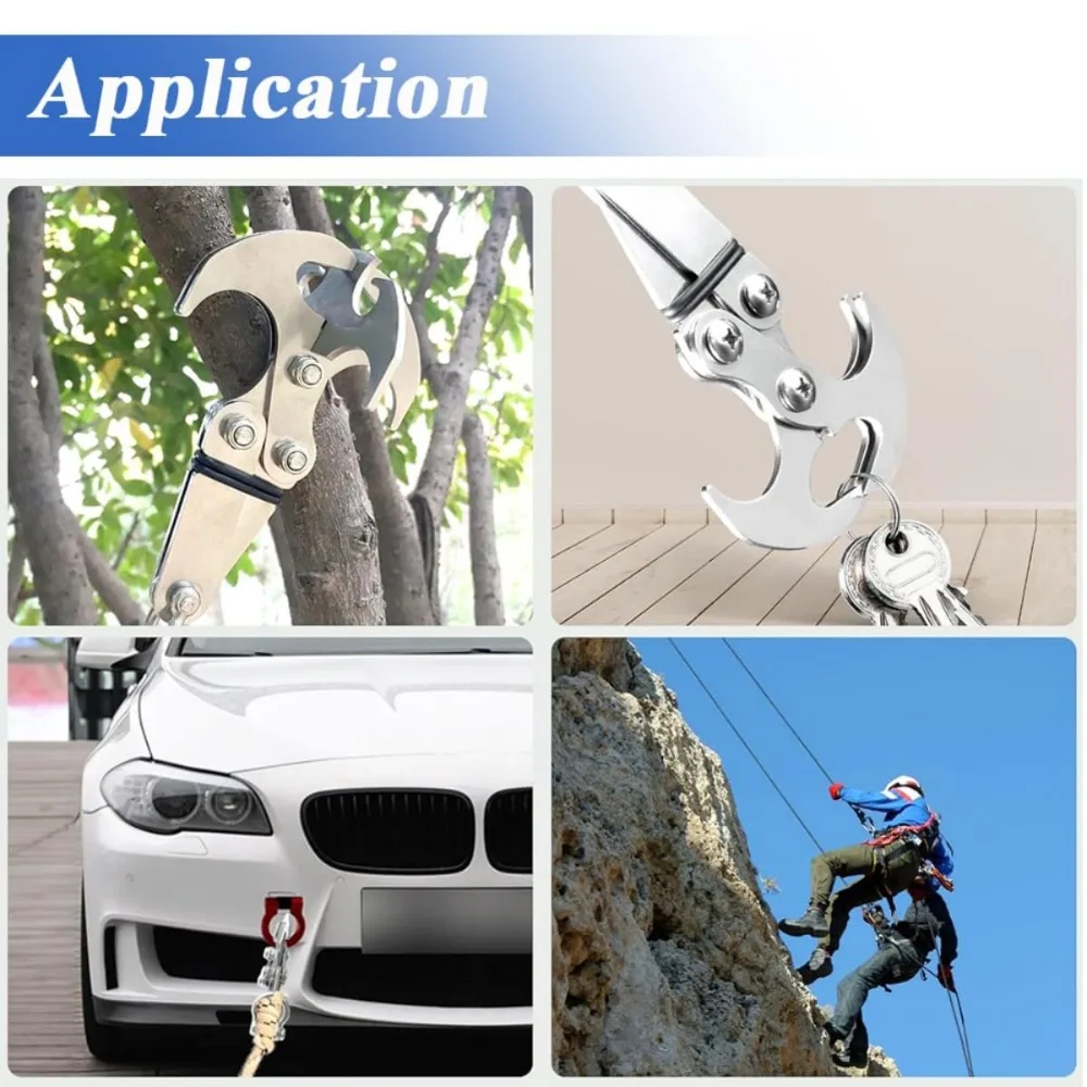 Gancho de agarre de acero inoxidable de alta calidad, mosquetones plegables, gancho duradero, portátil, garra de escalada para exteriores - imagen 5