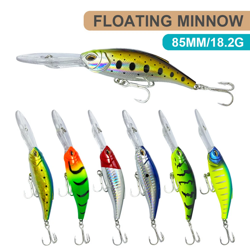 8,5 cm 18,2g Señuelos de Pesca flotante Minnow Wobbler fundición larga buceo profundo Swing Jerkbait cebo duro Artificial trucha lubina MN713