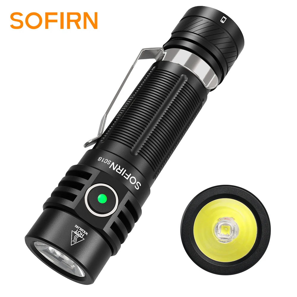 Sofirn SC18 1800lm EDC linterna USB C recargable SST40 LED 18650 antorcha TIR óptica lente linterna con indicador de potencia