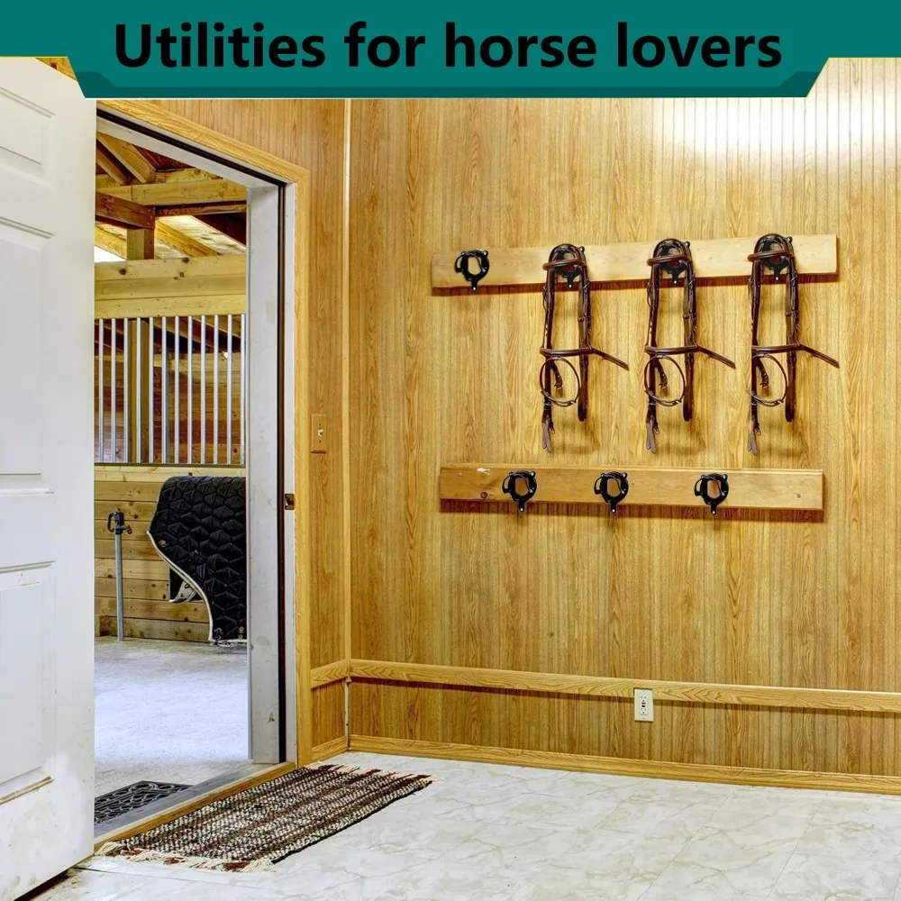Soporte para aparejos de caballos de pared con estantes y ganchos