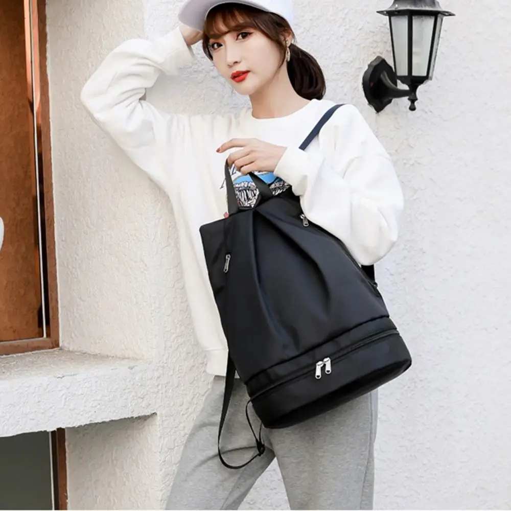 Bolsa de Fitness con separación en seco y húmedo, bolso de viaje plegable impermeable, compartimento para zapatos de expansión, bolsa de lona de viaje para escalada - imagen 5