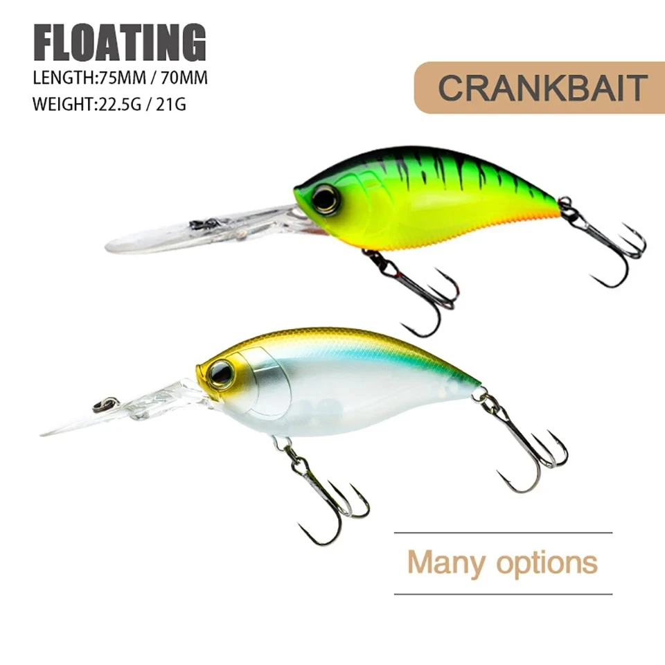 WALK FISH-señuelo de pesca flotante manivela Wobbler cebo Artificial ojos 3D cebo duro herramienta de pesca 70mm 75mm - imagen 4