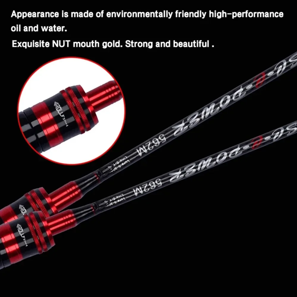 Ourbest-caña de pescar con señuelo, 1,68/1,8/2,1/2,4 M, 30T, caña giratoria de fundición de carbono, cebo de 1/2/3 puntas, 6-30g L/M/MH Power Baitcasting POLE - imagen 5