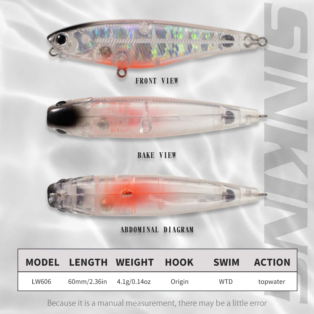 Hunthouse-Mini señuelo de pesca de superficie flotante, cebo duro de 60mm, 4,1g, Topwater WTD para Lucio, trucha, aparejos de lubina - imagen 3