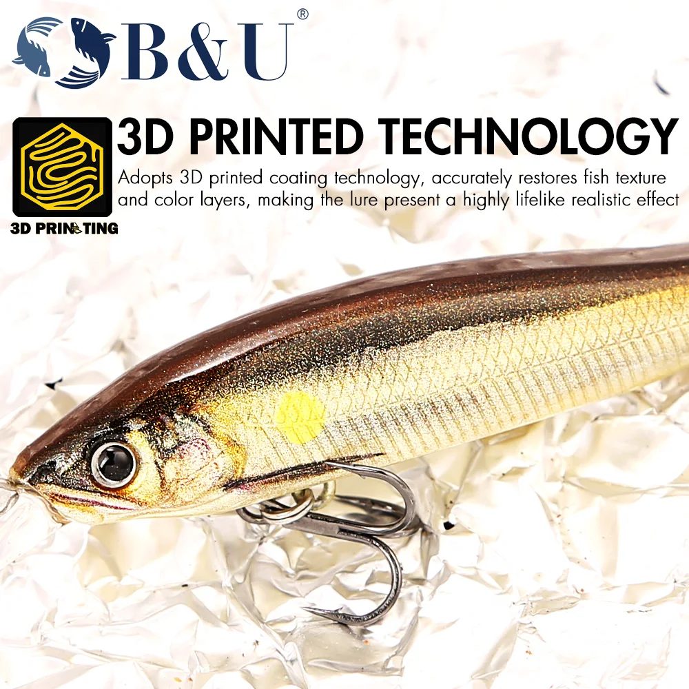 B & U Max 2,0 m señuelo de pesca de pececillo flotante lento exploradores SHAD cebo duro de fundición larga para Lucio perca Chub Jerkbait - imagen 5