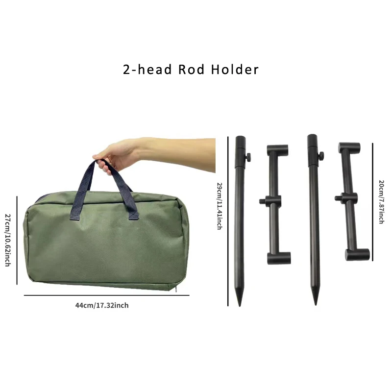 Este soporte de caña de 2 cabezas es compacto portátil y perfecto para los entusiastas de la pesca