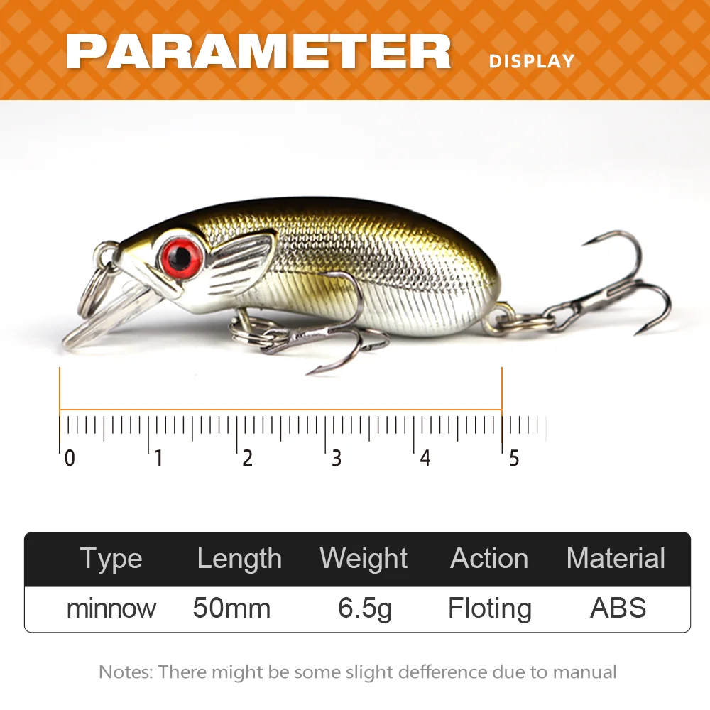 THORFORCE-señuelo de pesca Crankbait Minnow, 50MM, 6,5G, Wobblers, cebo duro Artificial flotante, señuelo de lubina de mar, aparejos de pesca de plástico - imagen 2